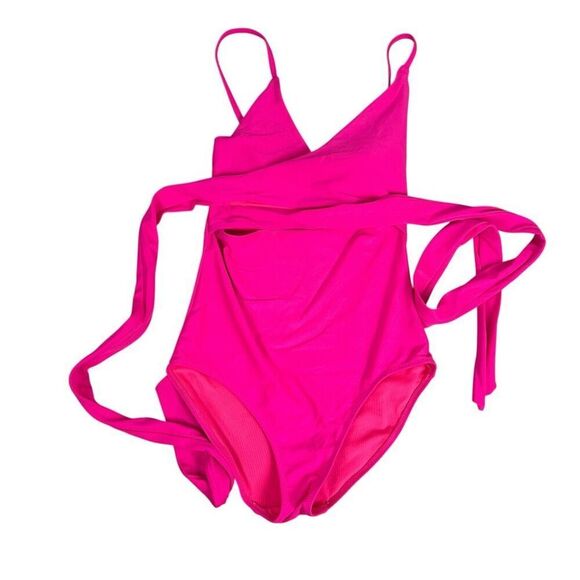 Aerie Small Long Pink Wrap Top One Piece Swimsuit Full Coverage - Picture 6 of 11